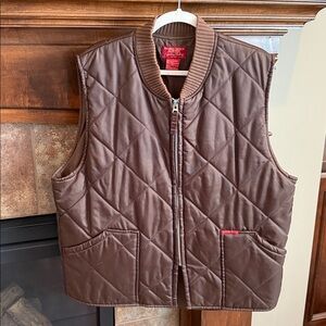 Vintage Moose Creek brown quilted barn vest full zip cowboy western ranch Large